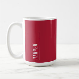 Caneca De Café Monograma personalizado, Natal vermelho festivo
