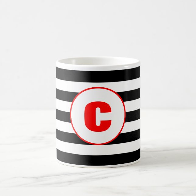 Caneca De Café Monograma Personalizado, Preto E Branco (Centro)