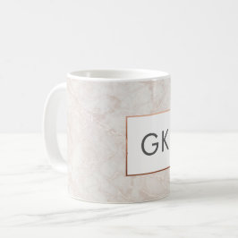 Caneca De Café Monograma personalizado Rosa Dourado Marble Mug