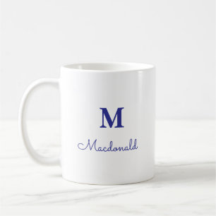 Caneca De Café Monograma Personalizado Simples e Elegante