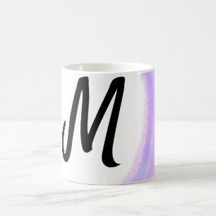 Caneca De Café Monograma personalizado simples em aquarela roxa a