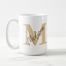 Caneca De Café Monograma Personalizado Tan Brown Mug