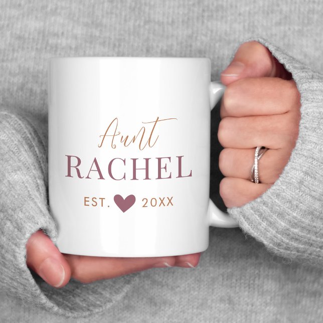 Caneca De Café Monograma Personalizado Tia Café (Criador carregado)