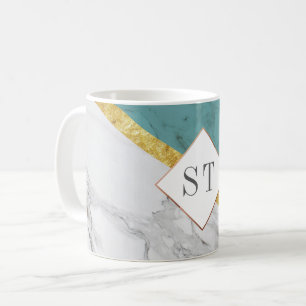 Caneca De Café Monograma Personalizado Toca Dourada