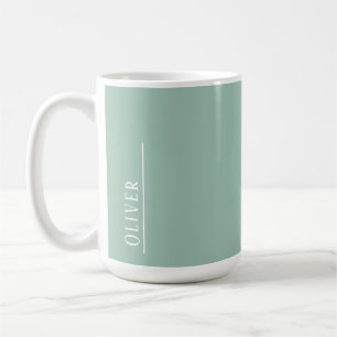 Caneca De Café Monograma personalizado, verde moderno de luz
