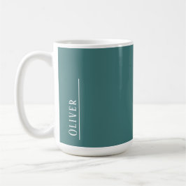 Caneca De Café Monograma personalizado, verde teal moderno