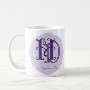 Caneca De Café Monograma Personalizável - Presente para Casais de