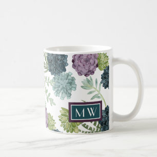 Caneca De Café Monograma  Planta Felicidade Coleção de Seres Hu