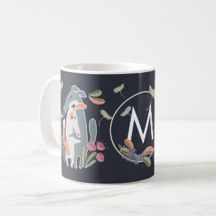 Caneca De Café Monograma Podenco Cachorro e Galgo Cartoon