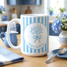 Monograma Préppy de Listra Azul e Branco Caprichos