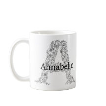 Monograma Preto Branco Floral A