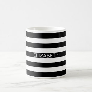 Caneca De Café Monograma Preto Horizontal com Nome da Faixa de Di