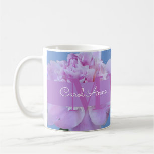Caneca De Café Monograma Púrpura, cor-de-rosa, Floral
