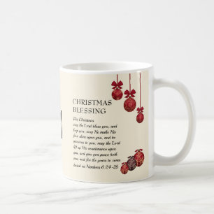 Caneca De Café Monograma que o senhor te abençoe Natal