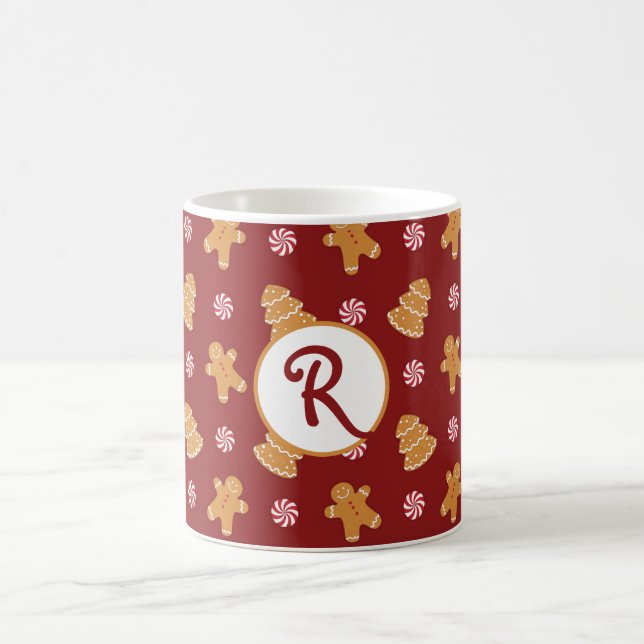 Caneca De Café Monograma R' Gingerbread Cookie Foguete (Centro)