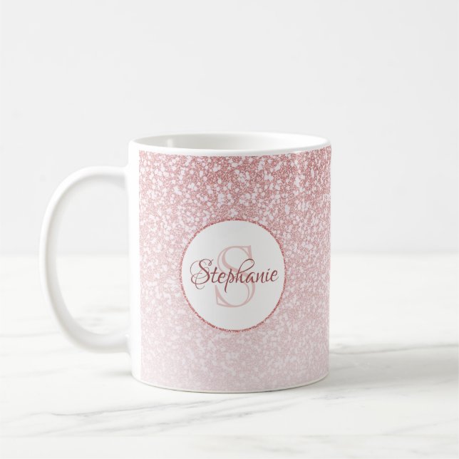 Caneca De Café Monograma redondo de rosa Dourado Lâmpada com Lâmp (Esquerda)
