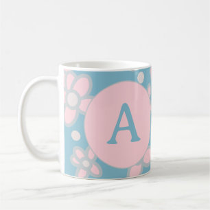 Caneca De Café Monograma Retro Pastel