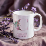 Caneca De Café Monograma Rosa Dourada Watercolor - Letra C<br><div class="desc">Monograma Rosa Dourada Watercolor - Letra C</div>
