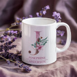 Caneca De Café Monograma Rosa Dourada Watercolor - Letra J<br><div class="desc">Monograma Rosa Dourada Watercolor - Letra J</div>