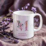 Caneca De Café Monograma Rosa Dourada Watercolor - Letra M<br><div class="desc">Monograma Rosa Dourada Watercolor - Letra M</div>