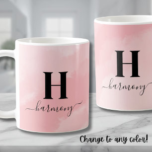 Caneca De Café Monograma Rosa Elegante Feminino