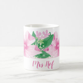 Caneca De Café Monograma Rosa Orquídea Floral