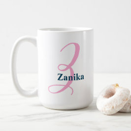 Caneca De Café Monograma Rosa Personalizado - Letra Z Nome Person