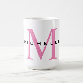 Caneca De Café Monograma Rosa Seu Nome Especiais Presente Adorado