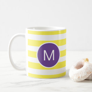 Caneca De Café Monograma Roxo Amarelo (Cores Personalizadas)