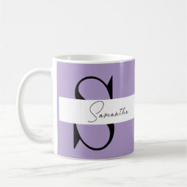 Caneca De Café Monograma Roxo Elegante | Personalizado