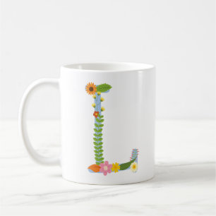 Caneca De Café Monograma Russo De Flor Whimical (L)