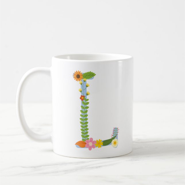 Caneca De Café Monograma Russo De Flor Whimical (L) (Esquerda)
