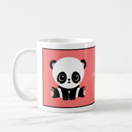 Caneca De Café Monograma Sentado Sentado Panda Salmão Personaliza