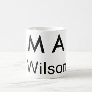 Caneca De Café Monograma simples adicione sua letra de nome homem