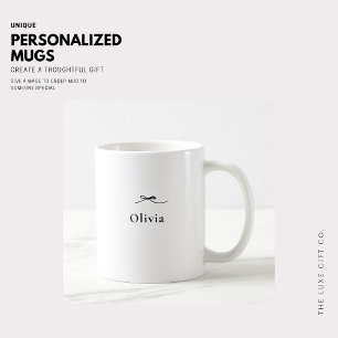 Caneca De Café Monograma Simples de Arco Branco e Preto Minimizad