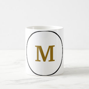Caneca De Café monograma simples e mínimo de ouro personalizado 