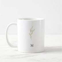 Monograma Simples Minimalista Folha Verde Oliva