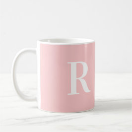 Caneca De Café Monograma Simples Moderno Rosa
