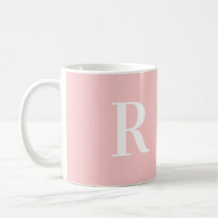 Caneca De Café Monograma Simples Moderno Rosa