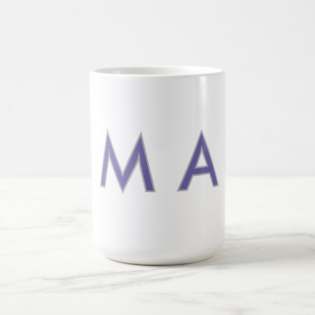 Caneca De Café Monograma simples roxo cinza adicione seu nome mod (Centro)