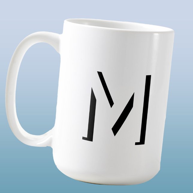Caneca De Café Monograma Simples Sombra inicial personalizada (Modern monogram initial drop shadow personalized coffee mug)