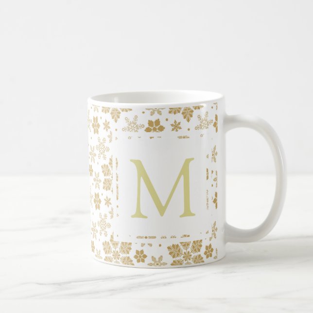 Caneca De Café Monograma Snowflake (Direita)