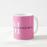 Caneca De Café Monograma, sou um sobrevivente, Pink 11oz Clássico<br><div class="desc">As palavras "eu sou um sobrevivente" e solteiro monograma inicialmente apareceram nesta clássica caneca cor-de-rosa de 11oz. Grande capacidade para bebidas quentes ou frias. Altere facilmente o texto inicial e o texto usando o Modelo fornecido. Também disponível em 15oz e outros estilos de caneca. Consulte "Sobre este produto" ao lado...</div>