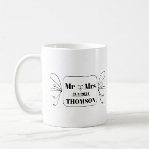 Caneca De Café monograma sr e sra
