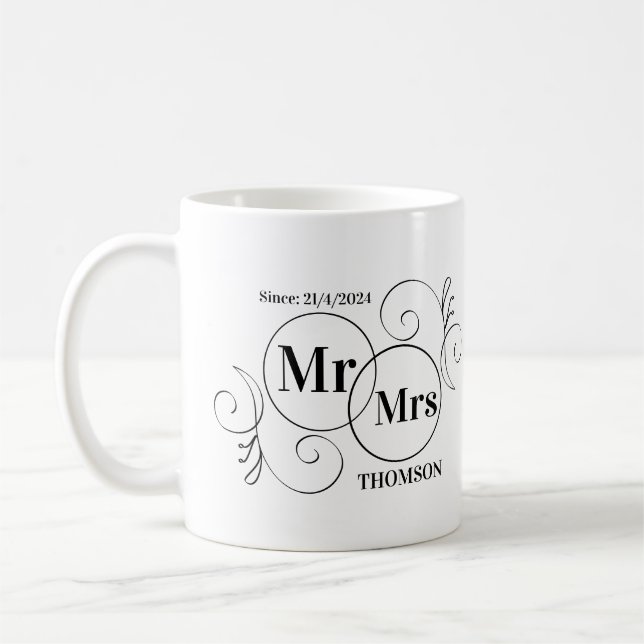 Caneca De Café monograma sr e sra (Esquerda)