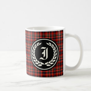 Caneca De Café Monograma vermelho do Tartan do clã de Innes