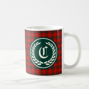 Caneca De Café Monograma vermelho e verde da família de Cameron