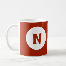 Caneca De Café Monograma Vermelho Escuro Incrível Inicial