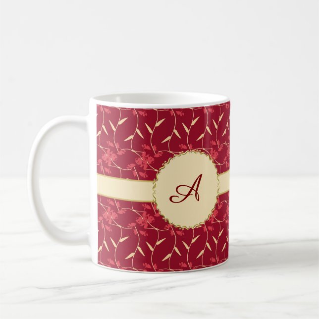 Caneca De Café Monograma Vermelho Regal Cheio (Esquerda)