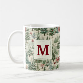 Caneca De Café Monograma Woodland Rustic Country Christmas Cute